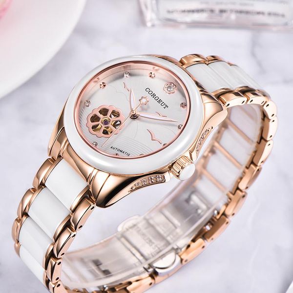 

wristwatches ladies watch fashion 2021 diamond mechanical gift, Slivery;brown