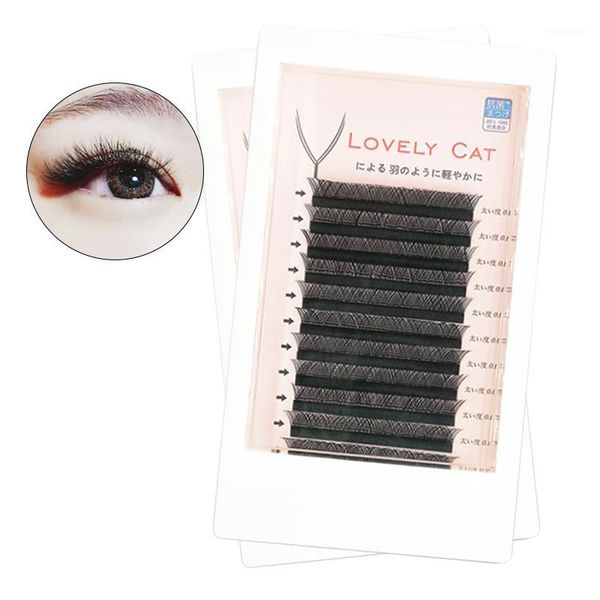 

type russian volume eyelash extension 12 lines long stem pre made fans individual mixed professional false eyelashes1