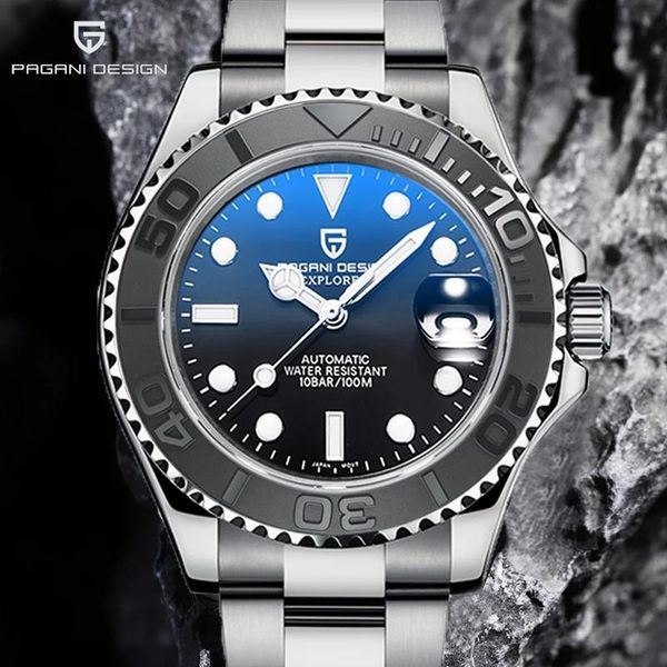 

wristwatches pagani design men automatic watch sapphire luxury mechanical wristwatch stainless steel waterproof relogio masculino, Slivery;brown