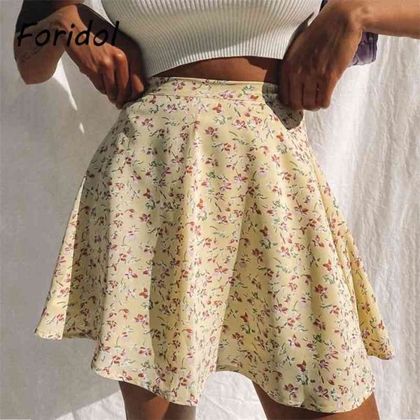 

bohemian floral print chiffon skirt summer women boho beach mini casual flower s faldas mujer 210427, Black