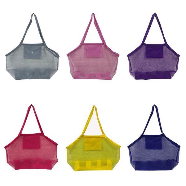 

storage bags gray pink purple mesh shell sand beach bag children tote oxford clothes towel nappy seaside accessories