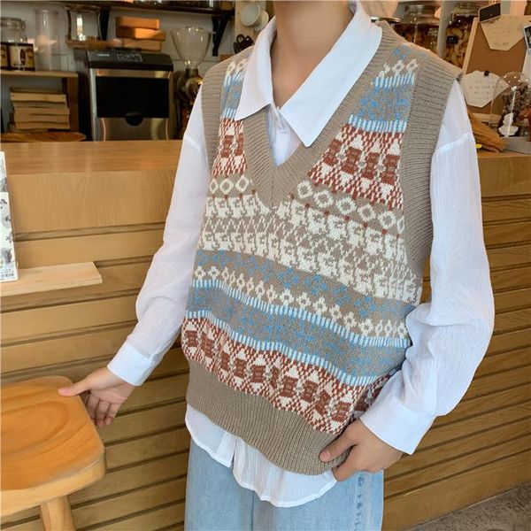 

women's vests 2021 spring autumn women sweater knitted vest fashion kni sleeveless v-neck female casual loose pullovers, Black;white