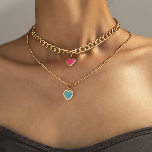 

pendant necklaces vintage heart necklace for women fashion ins style simple wedding party jewelry chain ladies gift, Silver