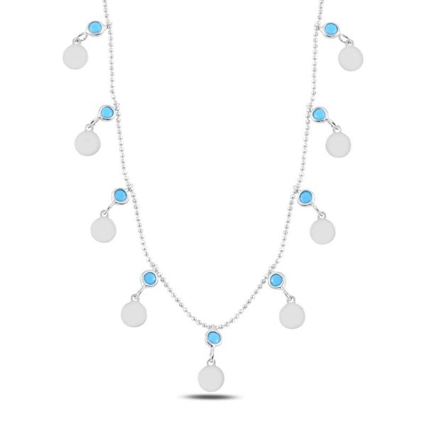 

chains silver 925 sterling dangle sequins & zircon crystal necklace