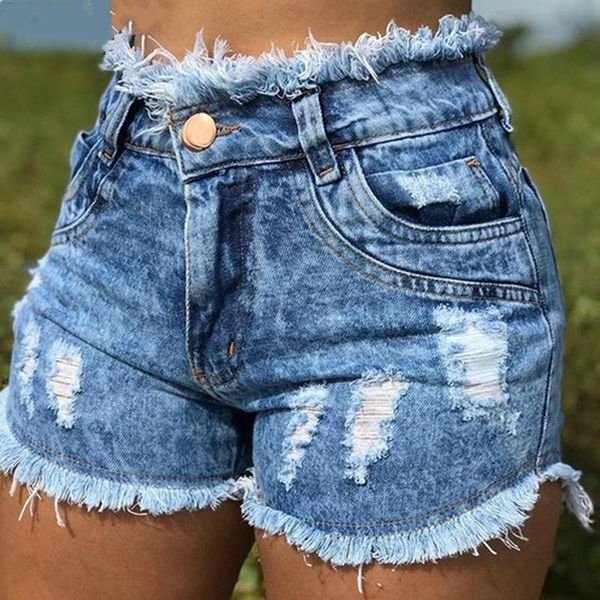 

women's shorts casual summer denim cowboy high waists tassel hole fur-lined leg-openings plus size short jeans 2021, White;black