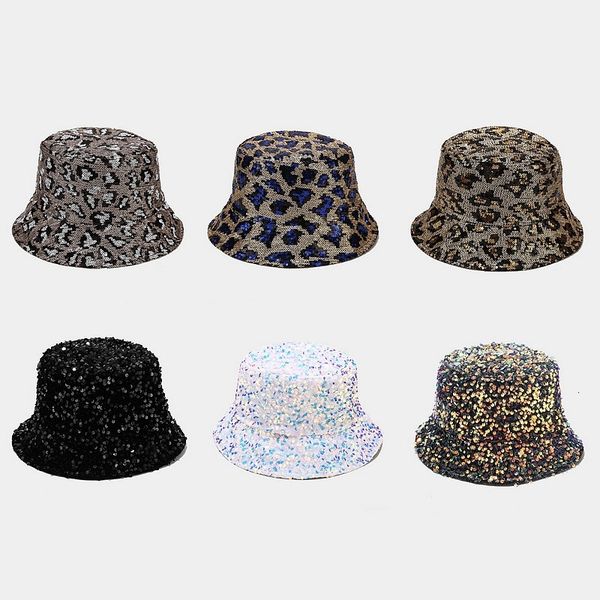 

new small sequin leopard pattern fisherman's hat