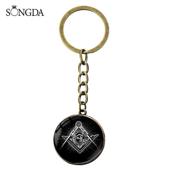 

keychains 2021 black masonic keychain ason g templar evil eye glass po dome key ring chain series trinkets, Silver