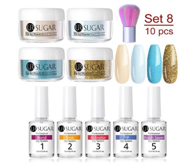 

nail glitter dipping set series color holographics glittery chrome without lamp cure art decorations kit1, Silver;gold