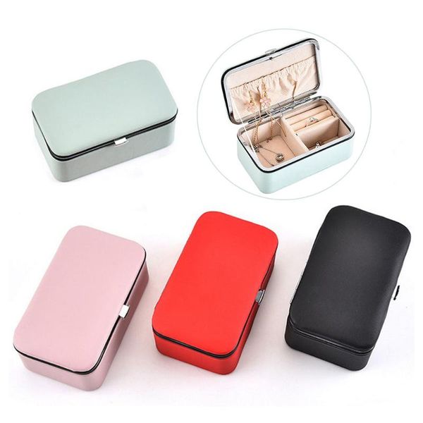 

jewelry pouches, bags pu leather storage holder ring necklace organizer case box, Pink;blue