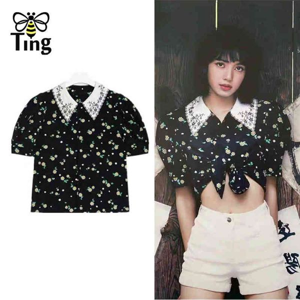 

summer embroidery peter pan collar floral print blouses casual sweet girl women shirts blusas fashion moda 210513, White