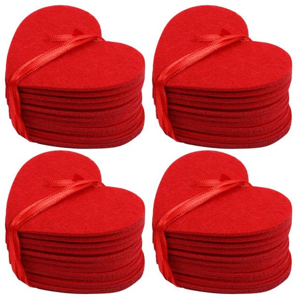 

decorative objects & figurines 4pcs valentine's day heart shape pendants wall felt hanging party decors