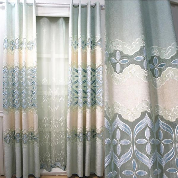 

curtain & drapes firefly jacquard window curtains heavy fabric with silver wire embed 65% shading for living room floral blue c