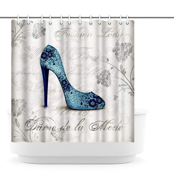 

artsbsy blue women shoes bathroom shower curtain grey floral shower curtains waterproof polyresters fabric cloth bathroom decor