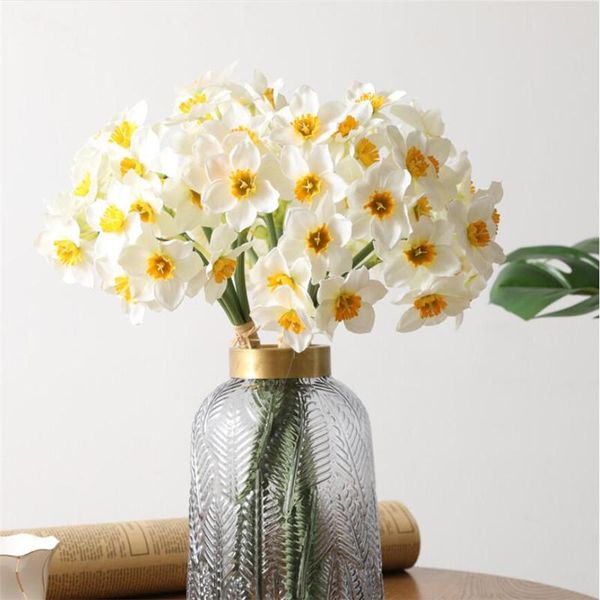 

home room artificial simulation narcissus flower living window decor fake flowers wedding scene daffodil decorative & wreaths