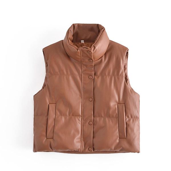 

women's vests girl winter black cotton vest ladies waistcoat sleeveless jacket faux leather streetwear pu coat outdoor button up outerw, Black;white