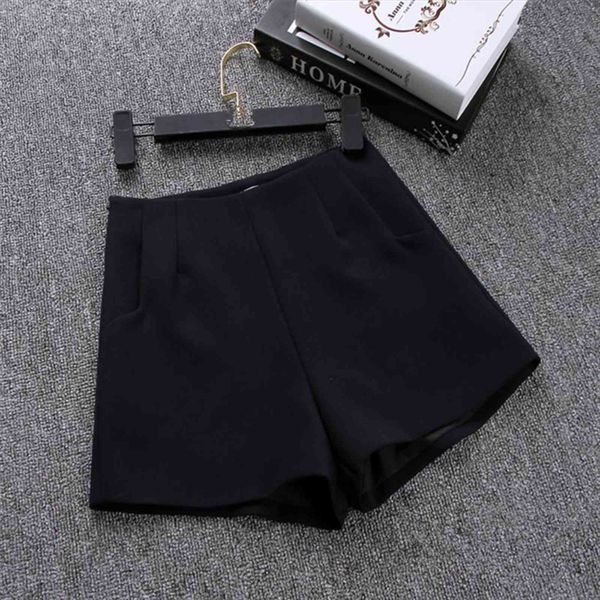 

summer high waist womens short a line casual suit solid color pants ladies 717408, White;black