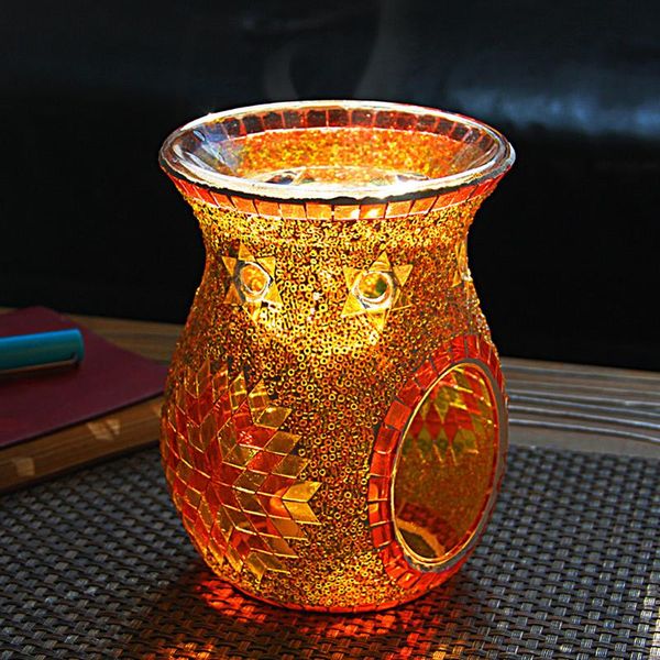 

mosaic glass oil burner tealight candle holder vase fragrance diffuser lamps