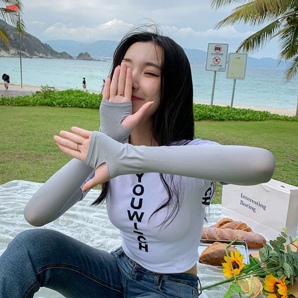 

ice silk sleeves mint flavor mosquito repellent solid color hand arm protection sunscreen summer driving ice sleeve elastic