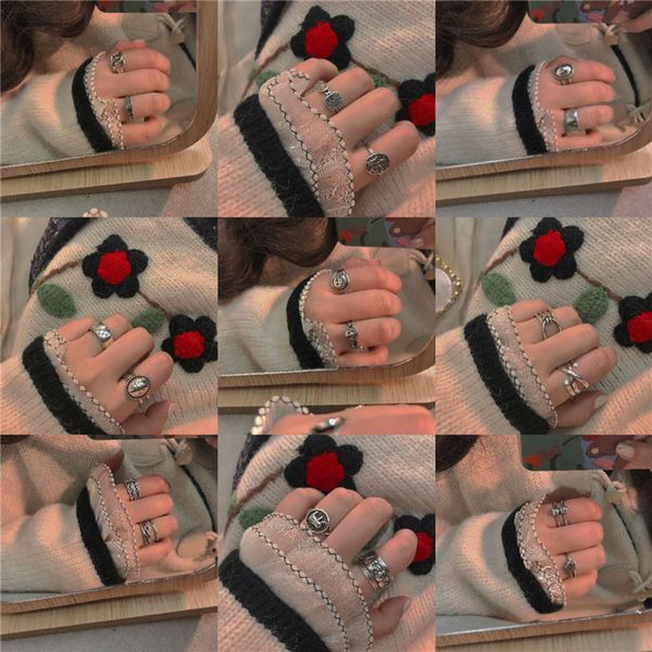 

female personality taiyin can open up smiling face cool fashion korean punk ring, Black