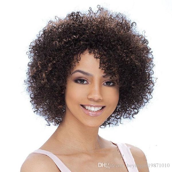 

14inch afro kinky curly wigs for black women brown wigs harajuku wig drag queen heat resistant synthetic wigs melanie martine, Black;brown