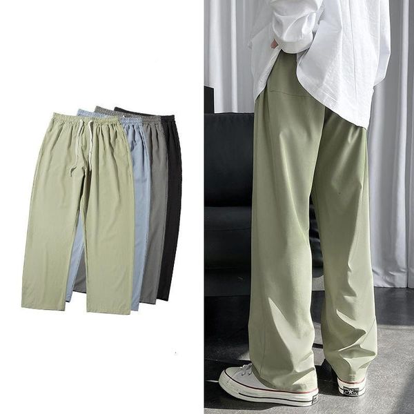 

men's pants zomer lichtgewicht broek mannen 2021 dunne elastische rechte oversize koreaanse streetwear sport, Black