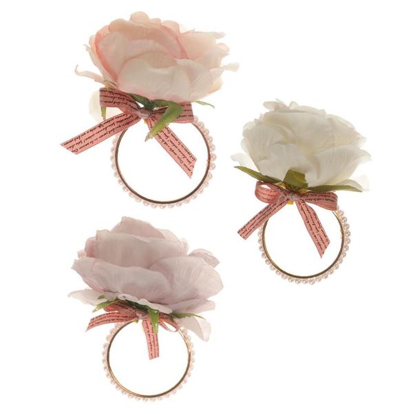 

napkin rings 3pcs creative imitation rose buckles wedding (assorted color)