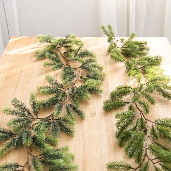 

decorative flowers & wreaths 180 50cm plastic pe leaf artificial green christmas garland wreath xmas home party decoration pine tree rattan
