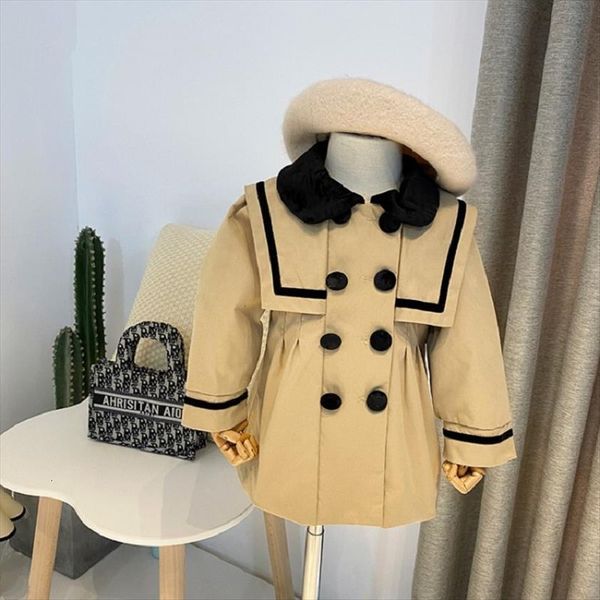 

lady toddler baby girls overcoat windproof double breasted trench coat for girl outerwear autumn windbreaker kids clothes outfit, Blue;gray