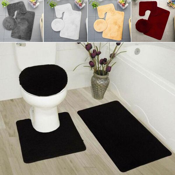 

bath mats 3pcs/set toilet lid covers contour rug for bathroom shower mat non slip plush home decoration