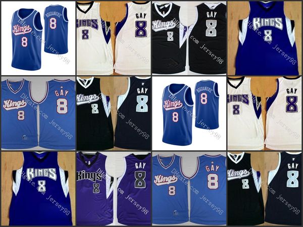 

sacramento kings men #8 bogdan bogdanovic gay retro basketball jersey, Black