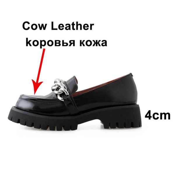 

dress shoes women's medium heels, real leather shoes, chain and round head, black, , 33-43 gtae
