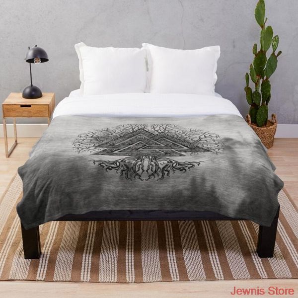 

blankets valknut and tree of life yggdrasil throw blanket super soft printing family car sofa bed throws summer office quilts
