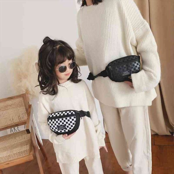 

maternal child waist plaid women bags fany pack kids crossbody chest girl banana belt female pouch hip purse