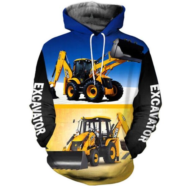 

men's hoodies & sweatshirts fashion hoodie excavator 3d full print autumn zip harajuku casual street sweatshirt sportswear a-31, Black