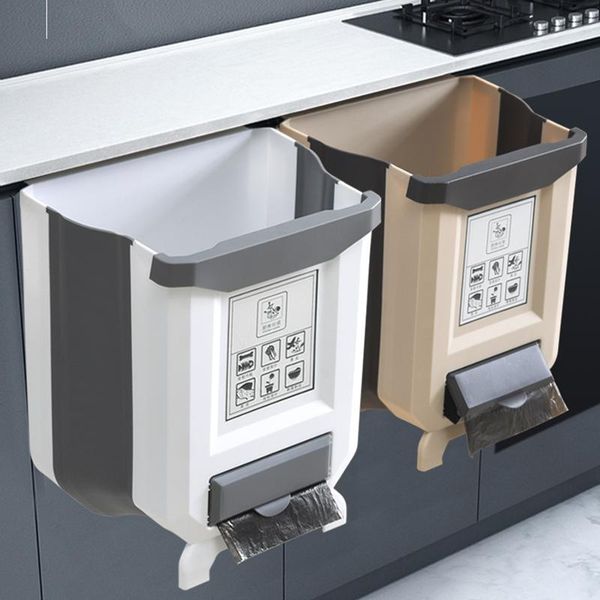 

waste bins hanging folding trash can for kitchen cabinet door 8l rubbish bin with bag dispenser