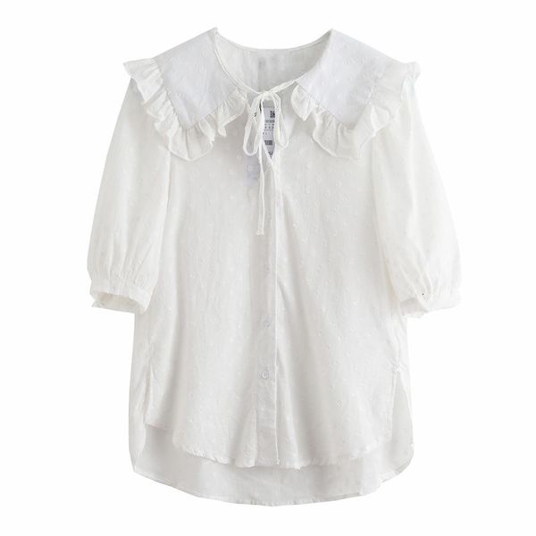 

h.sa women white blouses lantern sleeve irregular female blusas summer casual shirts 210417