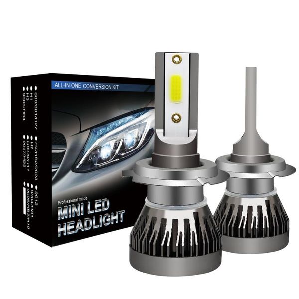 

car headlights 2pcs mini h4 h7 led headlight bulbs h1 h8 h9 h11 9005 9006 9012 12v light lamp accessories headlamp kits 36w 6000lm