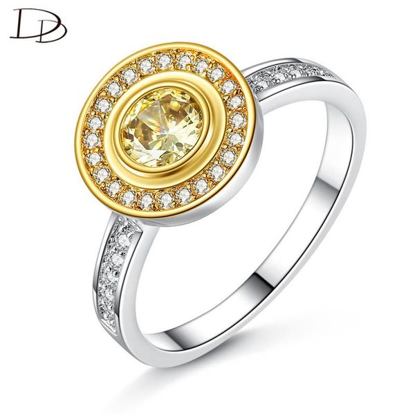

wedding rings dodo fashion golden silvery double color champagne stone for women unique dial shape female bague party accessories r396, Slivery;golden