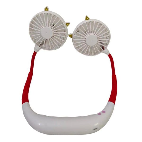

electric fans mini double wind head neck band fan portable neckband with usb rechargeable air cooler for traveling outdoor office