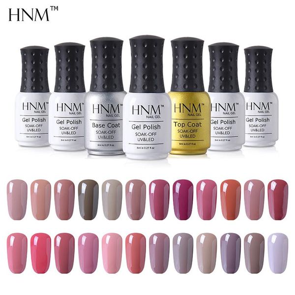 

nail art kits hnm 12pcs/lot nude pink color series gel polish set 8ml fashion manicure varish kit tool gelpolish