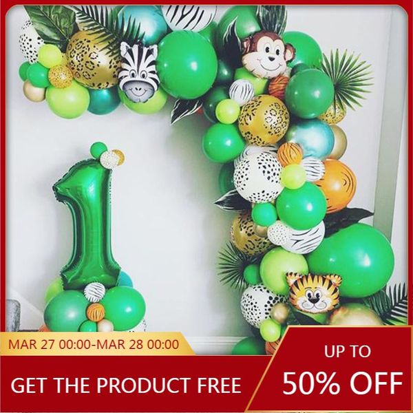 

party decoration 109pcs jungle animal balloon set birthday decorations kids tiger zoo theme foil balloons supply decor
