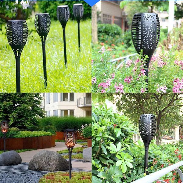 

96leds outdoor solar power flame lamp for garden lawn lighting lamps