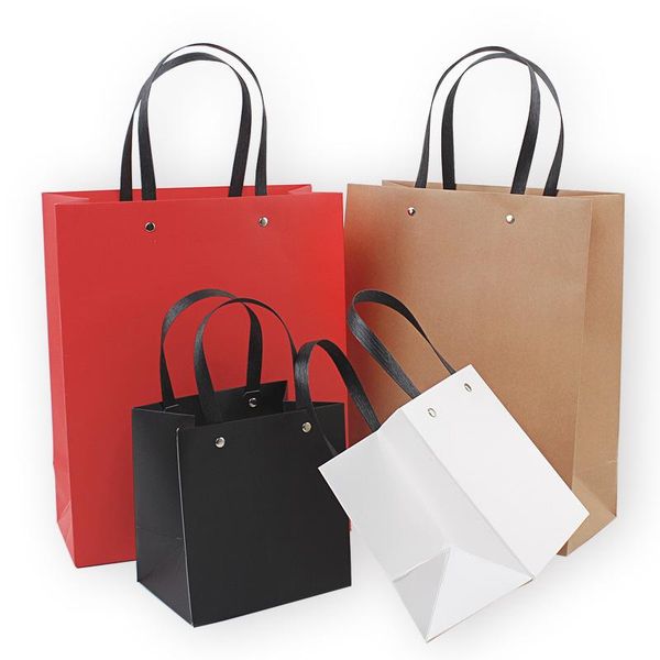 

gift wrap 12pcskraft paper bag with handle clothing candy coffee packaging bags kitchen storage pocket wedding party decoration pouch