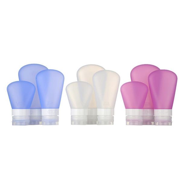

3pcs portable silicone containers refillable bottles leak-proof travel shampoo shower gel lotion sub-bottling squeeze storage & jars