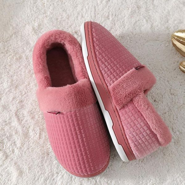 

slippers waterproof non-slip home winter warm women indoor cotton non-slips ladies house memory foam couples shoes, Black