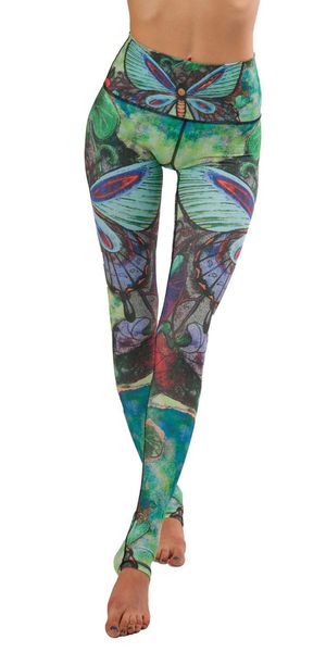 

women's leggings women green dragonfly print fitness quick dry exercise high waist full length energy pants trousers ropa mujer, Black