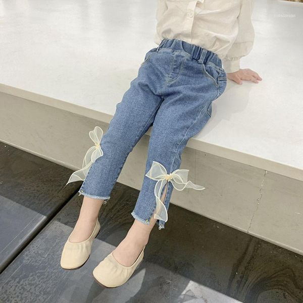 

kids jeans bow girl casual style girls spring autumn kid clothes1, Blue
