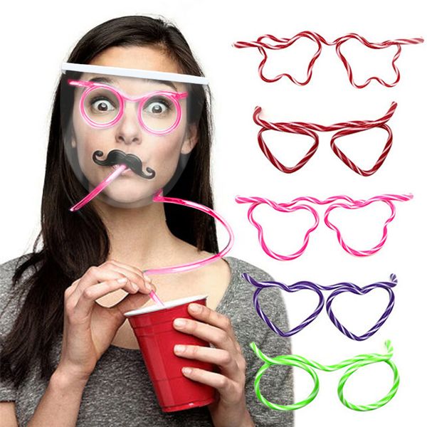

3Pieces/LotCreative Disposable Plastic Straws Fun Way To Drink Drinks Clean The Eyes Before Use You Can Use DIY Glasses Straws Many Times
