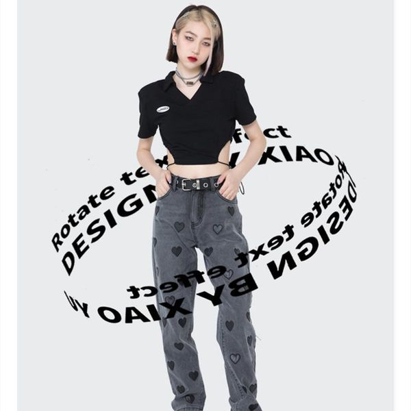 

women's polos t-shirt women summer high street navel -neck tees female letter print t shirt xk5-61, White