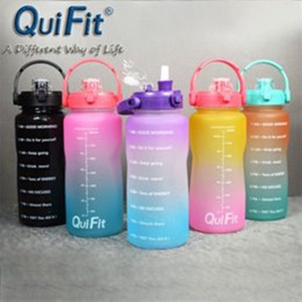 Quifit 2L / 3.8L Bounce Cap Gallon Wasserflasche Becher, Time Stamp Trigger Nein, Sporttelefonhalter Fitness / Outdoor DHL 2